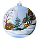 Glass Christmas ball with mountain chalet illustration 150 mm s4