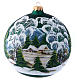 Green glass Christmas ball with painted and decoupage decoration 150 mm s1