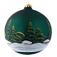 Green glass Christmas ball with painted and decoupage decoration 150 mm s2