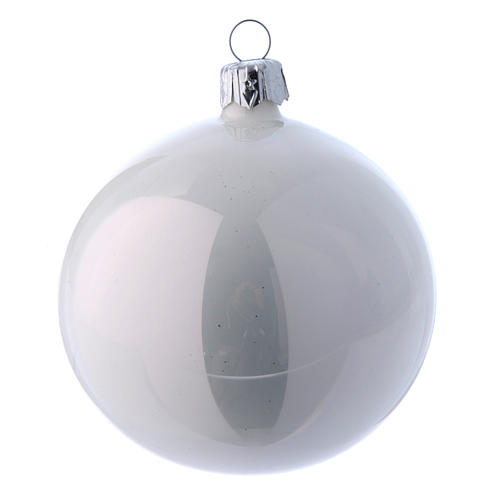 Christmas balls in glass white and silver 80 mm 9 pieces set 5