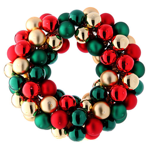Kranz aus Weihnachtskugeln in den Farben Rot Grün und Gold 30 cm 3