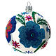 Multicoloured glass Christmas ball with white base 100 mm s2