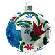 Multicoloured glass Christmas ball with white base 100 mm s4
