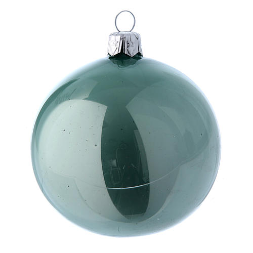 Box with 9 Christmas balls sized 80 mm sea green 3