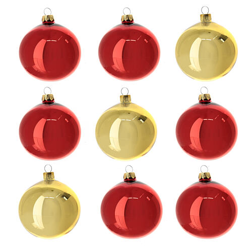 Weihnachtskugeln aus Glas 9er-Set Mix aus roten und goldenen Kugeln 80 mm 1