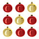 Box with 9 glass Christmas balls sized 80 mm red and gold s1