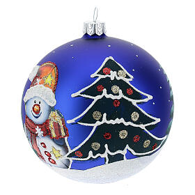 Weihnachtsbaumkugel aus mundgeblasenem Glas Motiv Schneemann 100 mm