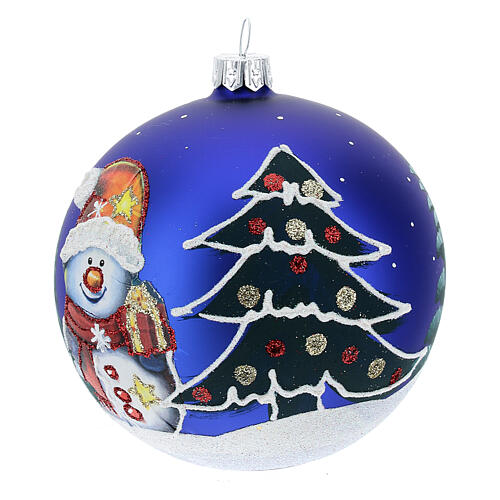 Blown glass Christmas ball with snowman 100 mm 2