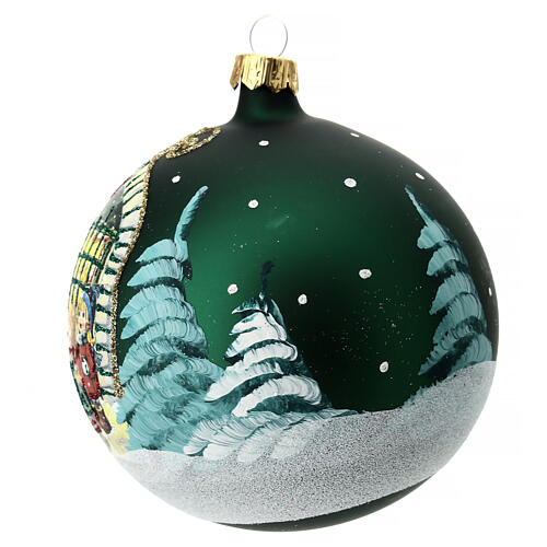 Weihnachtsbaumkugel aus mundgeblasenem Glas Motiv Schneemann und Kinder 100 mm 6
