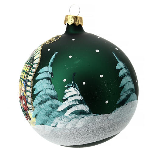 Weihnachtsbaumkugel aus mundgeblasenem Glas Motiv Schneemann und Kinder 100 mm 3