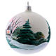 Weihnachtsbaumkugel aus Glas Grundton Weiß Motiv schneebedeckte Bäume 100 mm s2