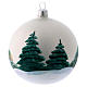 Weihnachtsbaumkugel aus Glas Grundton Weiß Motiv schneebedeckte Bäume 100 mm s3