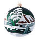 Bola para Árbol de Navidad verde con casitas 100 mm s1