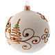 Boule Noël blanc mat avec décor doré 100 mm s2