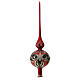 Satinized red and black glass tree topper with flowers s1