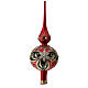 Satinized red and black glass tree topper with flowers s2