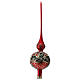 Satinized red and black glass tree topper with flowers s3