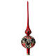 Satinized red and black glass tree topper with flowers s4
