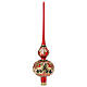 Satinized red and black glass tree topper with flowers s1