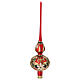 Satinized red and black glass tree topper with flowers s3