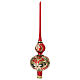 Satinized red and black glass tree topper with flowers s5