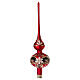 Satinized red and black glass tree topper with flowers s1