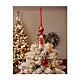 Satinized red and black glass tree topper with flowers s2