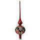 Puntale Albero vetro rosso e nero satinato fiori s4