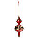 Satinized red and black glass tree topper with flowers s4