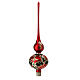 Christmas tree topper in glass red  with flower decoration s5