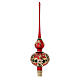 Puntale Albero vetro rosso con decoro floreale s3