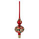 Puntale Albero vetro rosso con decoro floreale s4