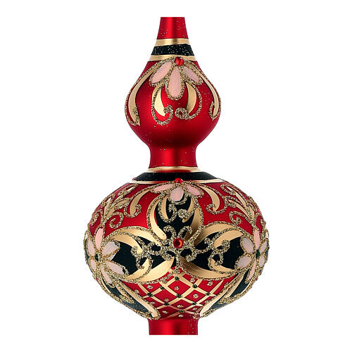 Ponteira árvore vidro vermelho com decoração floral 2