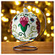 Pallina vetro bianco lucido con decori floreali multicolor 100 mm s2