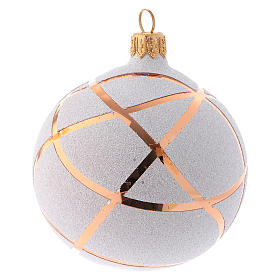 Christmas baubles in glass gold and white rhombus 80 mm 4 baubles