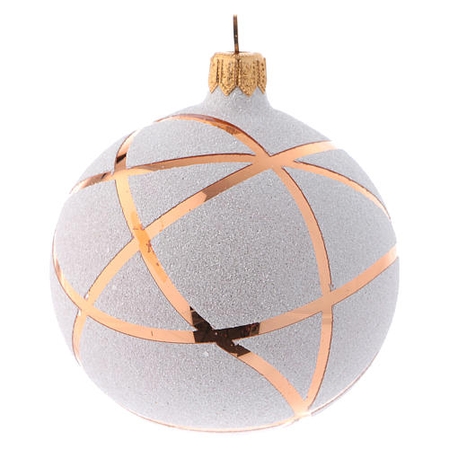 Christmas baubles in glass gold and white rhombus 80 mm 4 baubles 3
