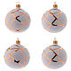 Christmas baubles in glass gold and white rhombus 80 mm 4 baubles s1