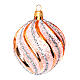 Weihnachtskugeln aus mundgeblasenem Glas Grundton Weiß mit goldenem schrägen Streifenmuster verziert 80 mm s2