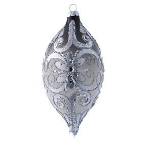 Adorno Árbol de Navidad gota color plata y blanco 20 cm
