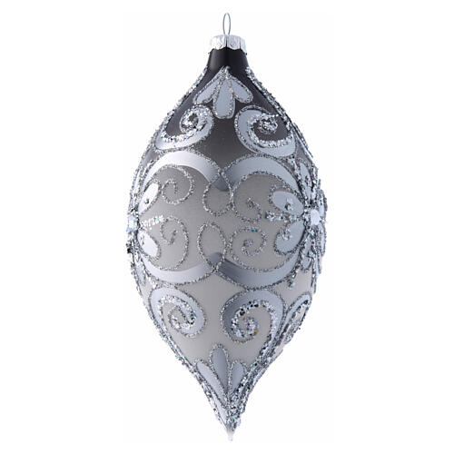 Adorno Árbol de Navidad gota color plata y blanco 20 cm 3