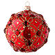 Weihnachtsbaumkugel aus Glas Grundton Rot glänzend mit Schmucksteinen 100 mm s1