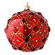 Weihnachtsbaumkugel aus Glas Grundton Rot glänzend mit Schmucksteinen 100 mm s2