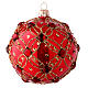 Boule Noël rouge brillant et strass rouges 100 mm s1