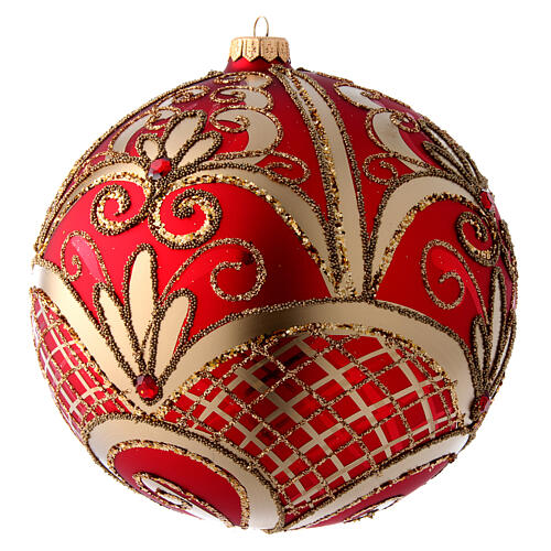 Bola de Navidad vidrio soplado rojo y oro 200 mm 4