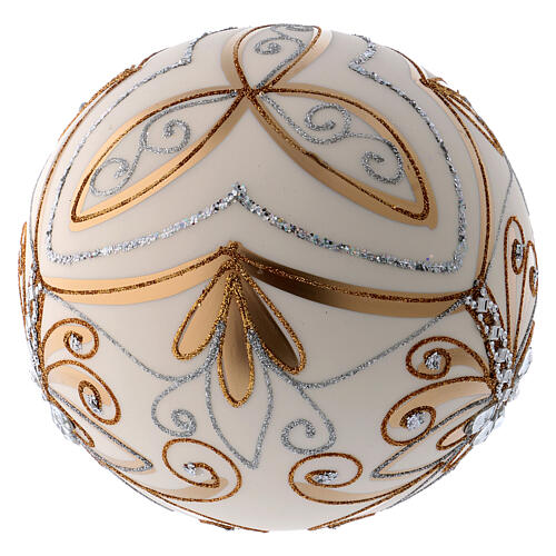Bola de Natal vidro soprado branco prata e ouro 200 mm 5