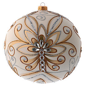 Blown glass white silver and gold ball 200 mm