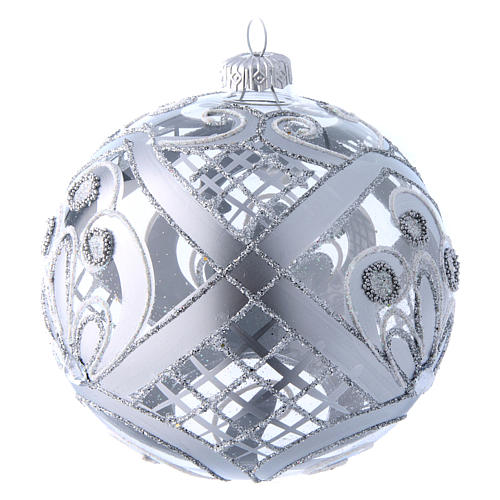 Bola de Natal vidro transparente decoro prata 120 mm 2