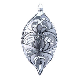 Christmas drop shaped decoration silver 100 mm