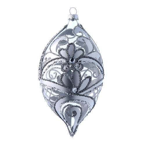 Christmas drop shaped decoration silver 100 mm 1