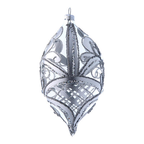 Christmas drop shaped decoration silver 100 mm 2